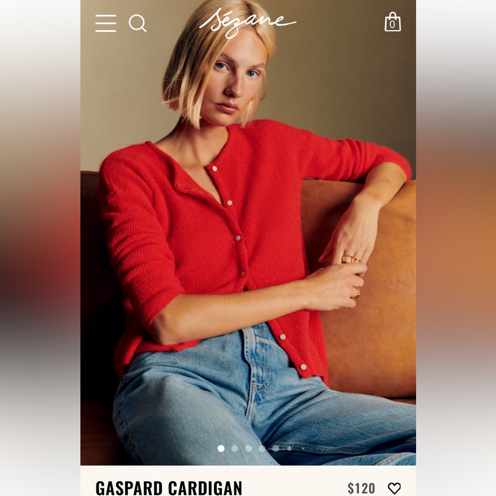 Sezane Gaspard Red Cardigan - Picture 2 of 8